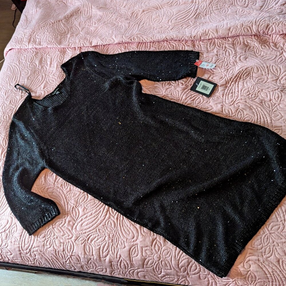 Marina Rinaldi - Black Sweater Knit Sequin Cocktail Dress -  NWT  Size L